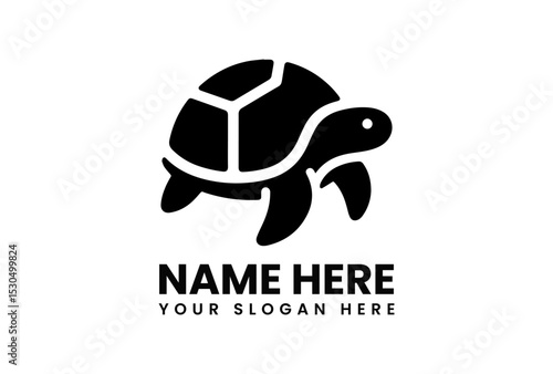 Black silhouette vector logo of a detailed sea turtle with artistic shell patterns for marine life awareness