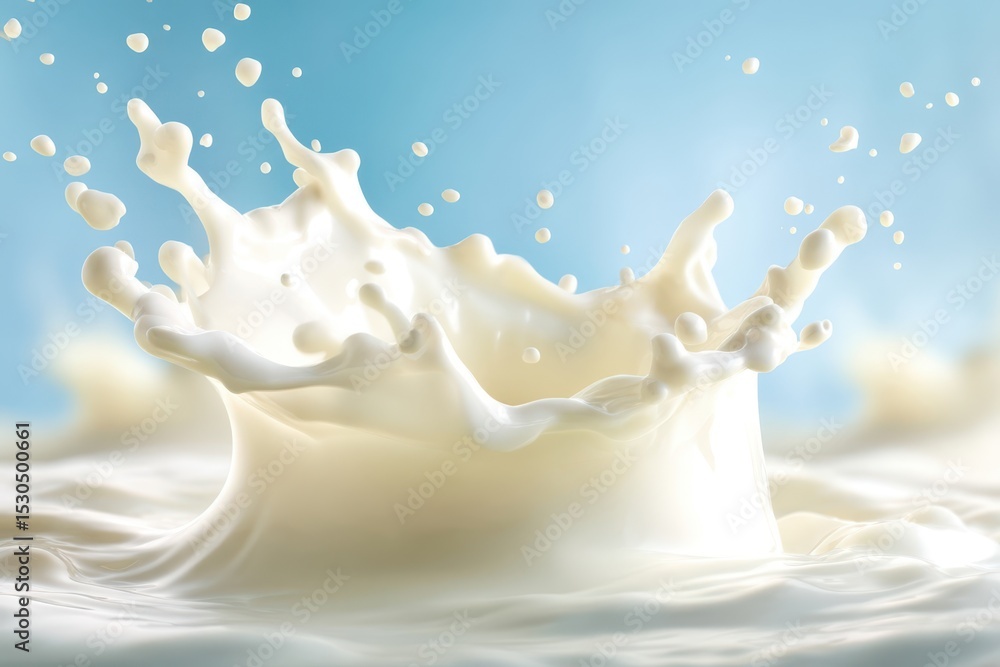 A splash of milk is shown in a blue background A splash of milk is shown in a blue background