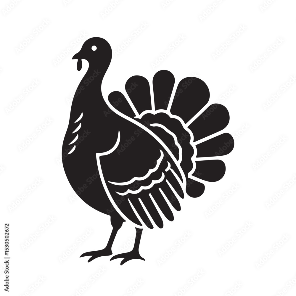 Fototapeta premium Turkey silhouette vector illustration on white background