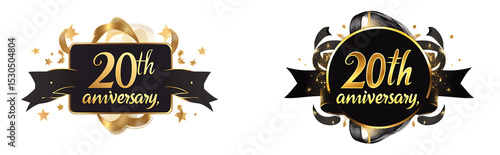 Elegant 20 year anniversary logo design  isolated on transparent background	