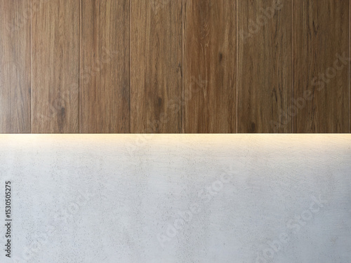 Wallpaper Mural Modern Wall Design with Wood and Concrete Elements and Ambient Lighting Torontodigital.ca