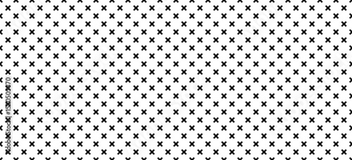 Diagonal plus seamless pattern. Simple geometric cross texture. Graphic cross symbol grid. Plus sign repeat pattern. Graphic texture. Vector illustration isolated on white background.