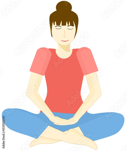 Woman is practicing meditation for inner calm and mental well-being