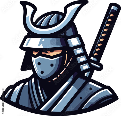 刀を背負っている侍のイラスト