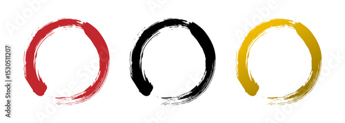 筆で描かれた丸セット