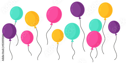 Bannière festive de ballons colorés qui s’envolent