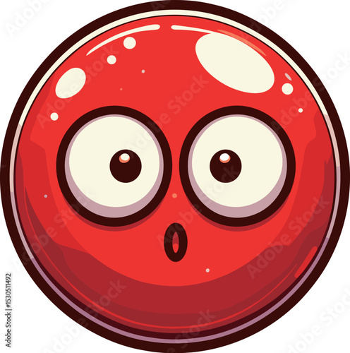 驚き顔の赤丸ボタンのイラスト