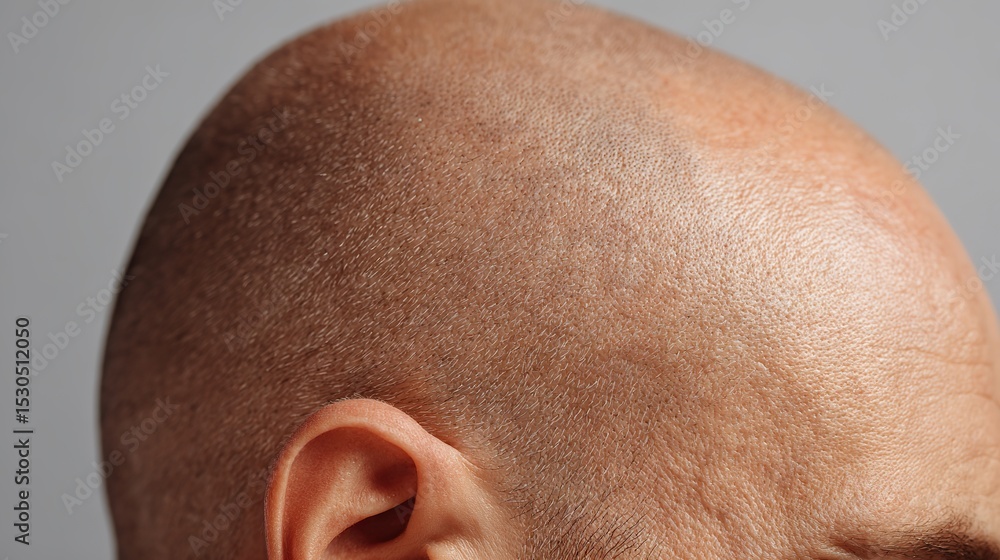 Extreme close-up of human scalp showing symptoms of alopecia areata, symbolizing hair loss disorder and the need for medical or cosmetic intervention Extreme close-up of human scalp showing symptoms of alopecia areata, symbolizing hair loss disorder and the need for medical or cosmetic intervention