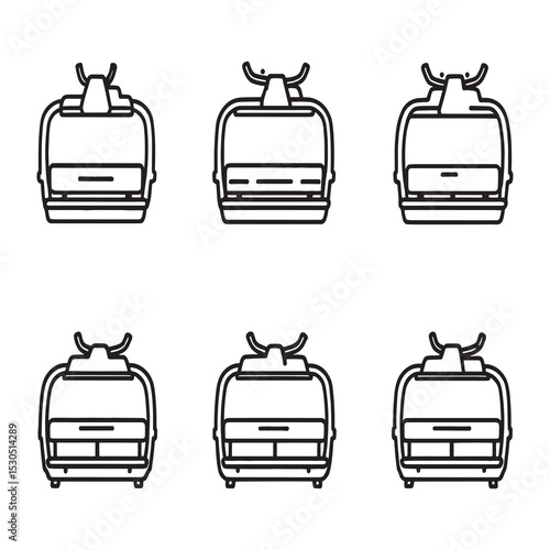 Cable car chairlift line art for alpine transport concept