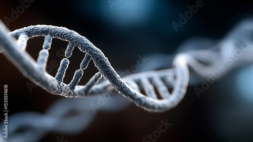 Glowing 3D DNA helix against a vibrant gradient backdrop, detailed strands and particle effects representing biotechnology, genetics, and scientific innovation,DNA helix, biotechnology, genome sequenc