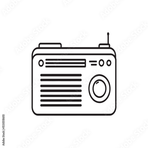 Classic fm radio outline drawing modern vector artwork