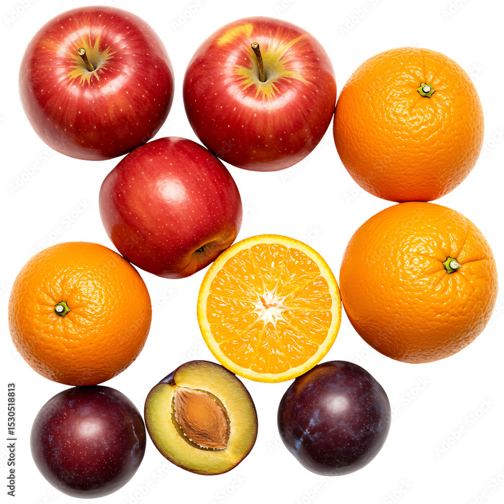 Vibrant Apples, Oranges, and Plums: A Fresh Fruit Arrangement Vibrant Apples, Oranges, and Plums: A Fresh Fruit Arrangement