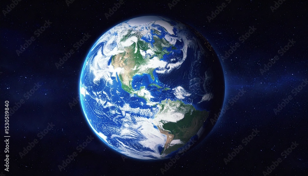 Fototapeta premium 宇宙空間に浮かぶ青い地球の全景