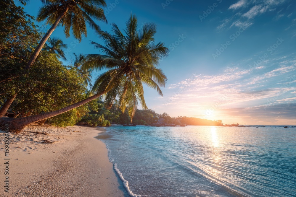 Fototapeta premium Tropical beach at sunset