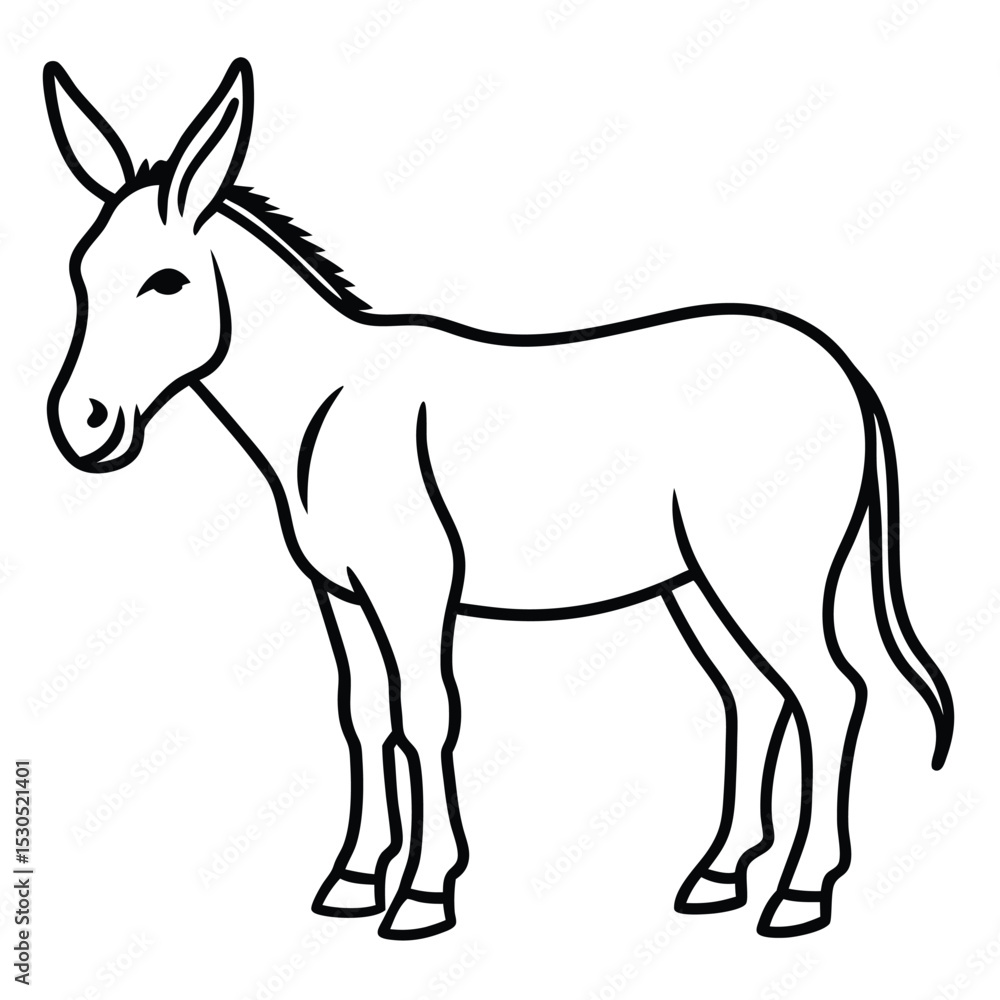 Simple donkey silhouette line art illustration Simple donkey silhouette line art illustration