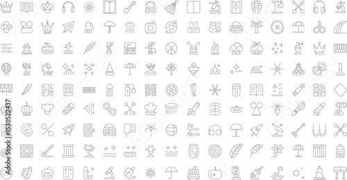 Large collection of line icons diverse themes.