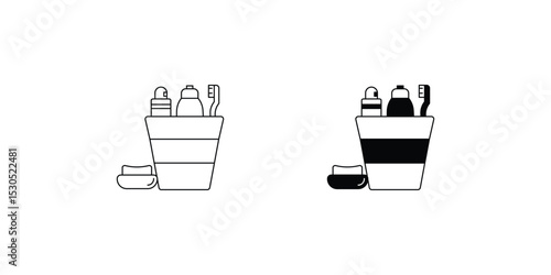 toiletries set icon with white background vector stock illustration
