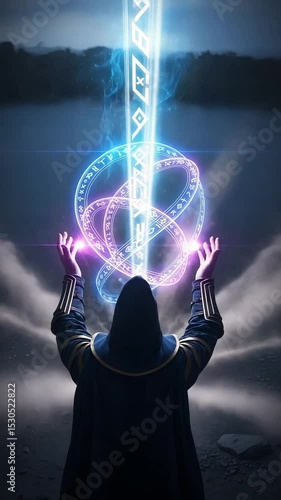 Wallpaper Mural Mage casting a spell with glowing runes in a mystical setting   Torontodigital.ca