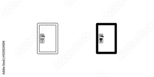 door lock set icon with white background vector stock illustration