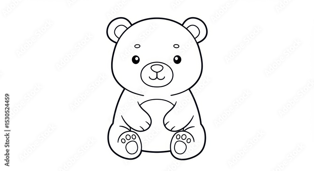 Obraz premium Cute Cartoon Bear with Big Nose and Soft Ears