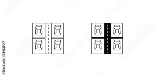 parking lot set icon with white background vector stock illustration
