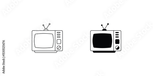 television set icon with white background vector stock illustration