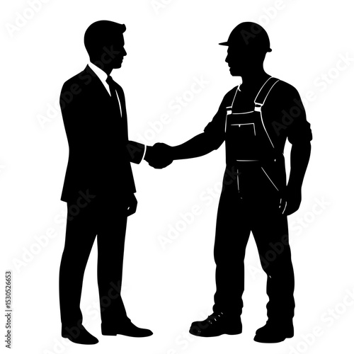Businessmen shaking hands in silhouettes during a meeting  