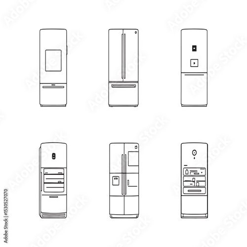 clean vector illustration smart refrigerator with touchscreen panel