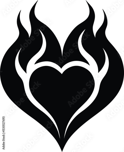 Fiery heart illustration of passionate love, a perfect symbol for Valentine's Day