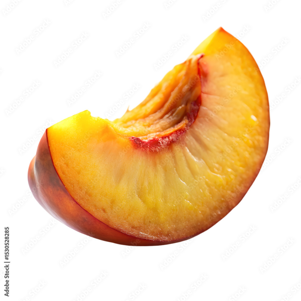 Juicy Peach Slice with Clean White Surface Juicy Peach Slice with Clean White Surface
