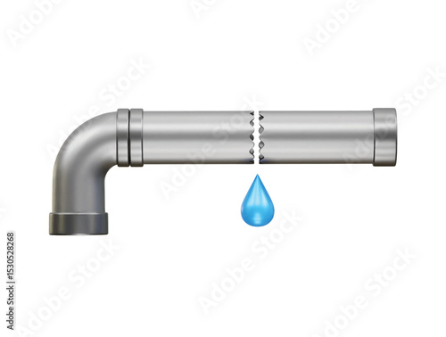 Broken pipe icon 3d rendering illustration 