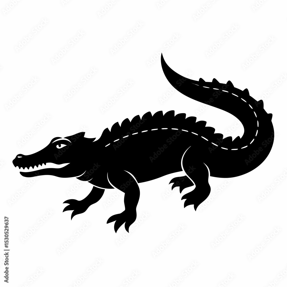 Fototapeta premium Crocodile Silhouette Design A vector illustration of a crocodile in silhouette perfect for wildlife nature or reptile themed projects on