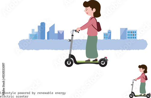 Going out on an electric scooter !：in the city