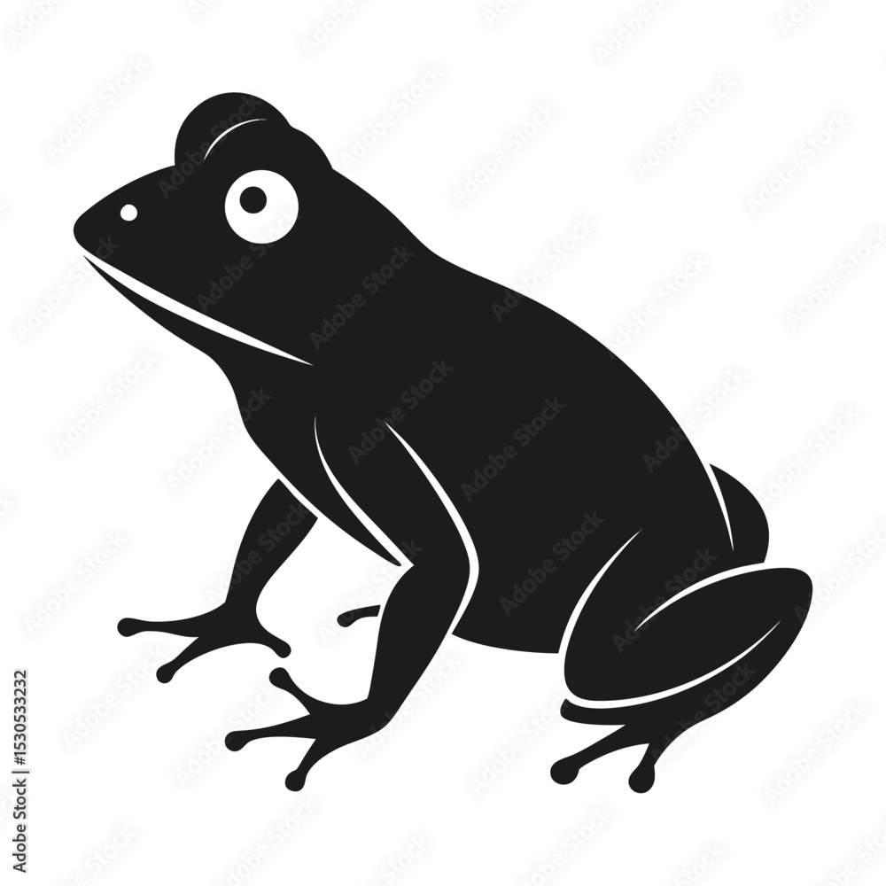 Naklejka premium Simple Frog Silhouette Illustration on a Clean White Background Ideal for Nature Designs and Educational Materials Featuring a Classic Vector