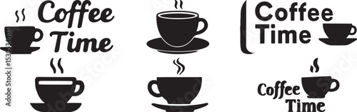 Coffee Time Silhouette Icons for Café and Beverage Designs