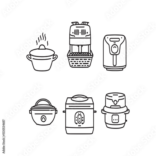 deep fryer outline illustration simple kitchen tool drawing