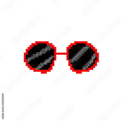 Illustration of pixel sunglasses. Comic, cartoon, vintage, slang, trendy.