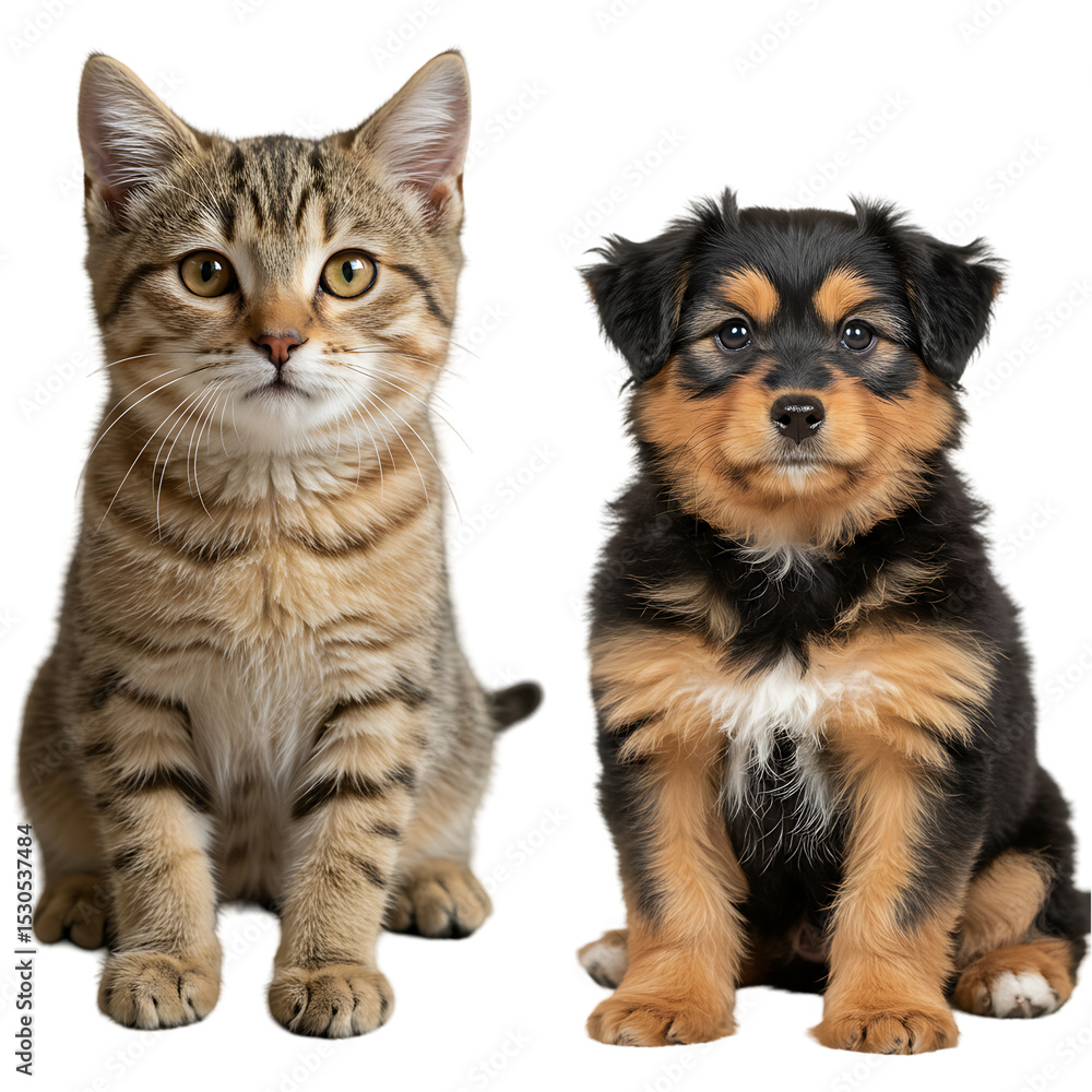 Fototapeta premium Cat and Puppy: Best Friends Forever - Animal Companions