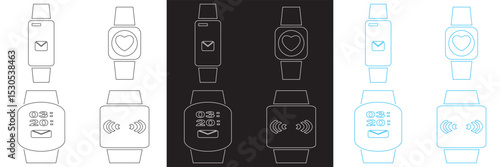 Smart Watch Icon. Vector for time, apps, notifications, GPS,  mail, etc.  Vector for websites, mobile interfaces, presentations, banner, visual branding etc. Vector illustration. EPS 10