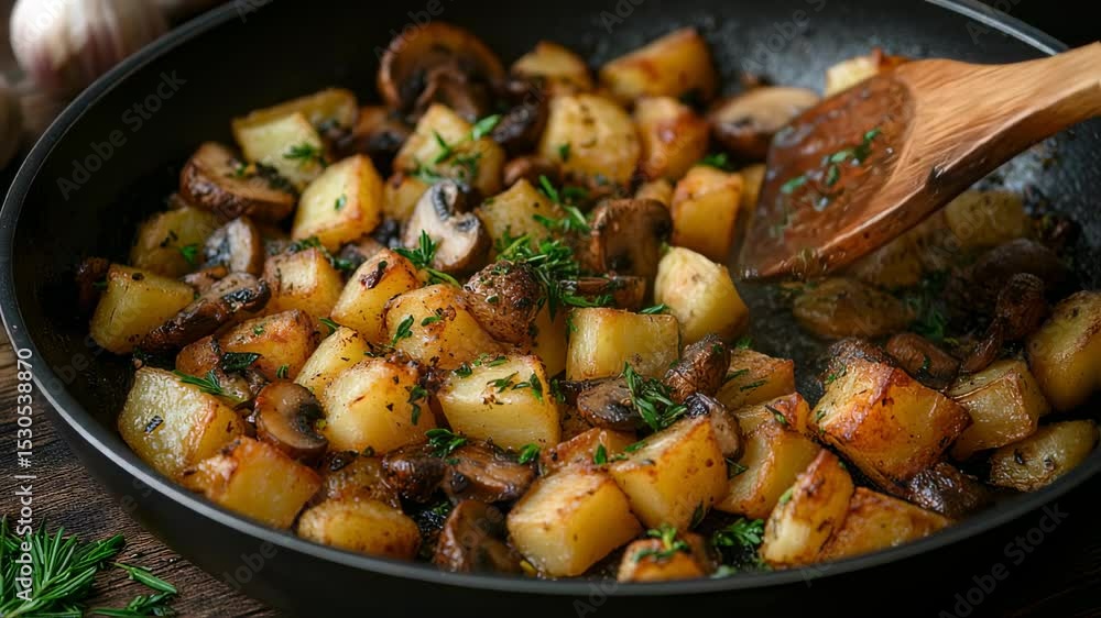 Pan-Fried Potatoes with Mushrooms and Thyme: A Rustic Culinary Delight Pan-Fried Potatoes with Mushrooms and Thyme: A Rustic Culinary Delight