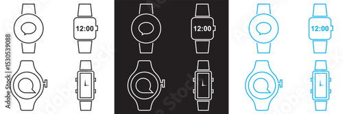 Smart Watch Icon. Vector for time, apps, notifications, GPS,  mail, etc.  Vector for websites, mobile interfaces, presentations, banner, visual branding etc. Vector illustration. EPS 10