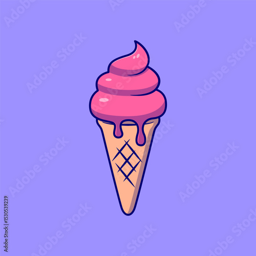 Cartoon Ice Cream Illustration for Summer Theme