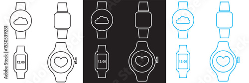 Smart Watch Icon. Vector for time, apps, notifications, GPS,  mail, etc.  Vector for websites, mobile interfaces, presentations, banner, visual branding etc. Vector illustration. EPS 10