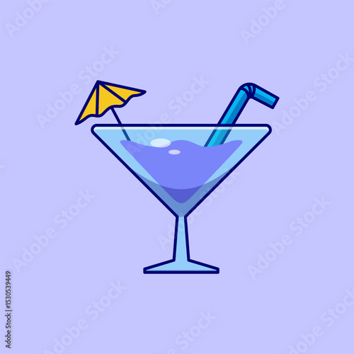 Colorful Cartoon Summer Cocktail Drink Illustration