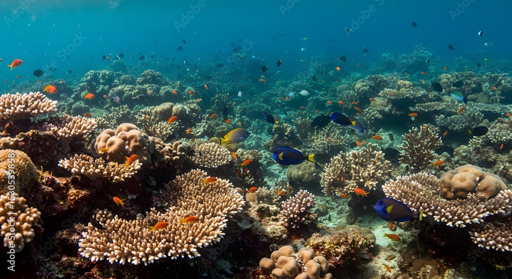 Fototapeta premium Vibrant Coral Reef Ecosystem Underwater Paradise of Diverse Marine Life
