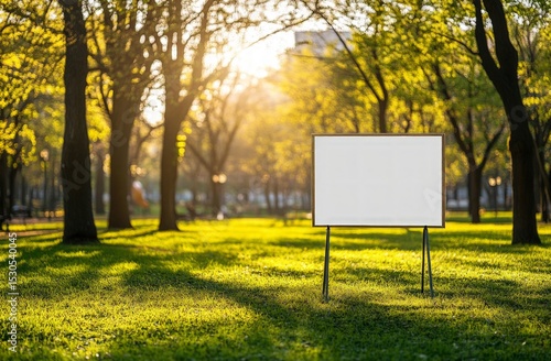 Fototapeta Naklejka Na Ścianę i Meble -  Blank Billboard Mockup in Sunny Park