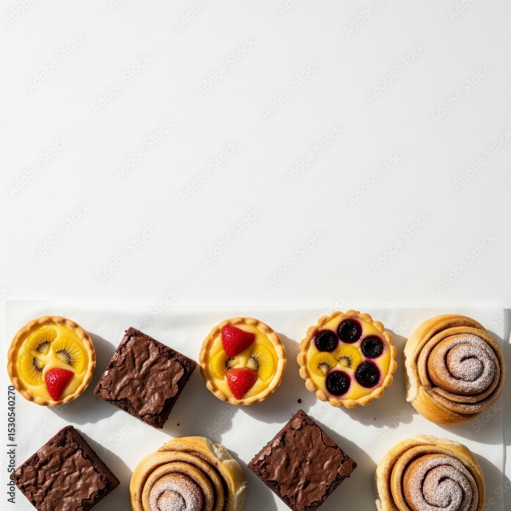 A delicious dessert platter with a variety of baked goods like chocolate brownies, cinnamon buns, and fresh fruit tartlets
A delicious dessert platter with a variety of baked goods like chocolate brownies, cinnamon buns, and fresh fruit tartlets