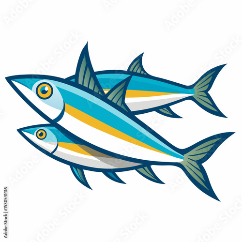 Detailed vector illustration of anchovies showcasing their texture and form isolated against a clean white background suitable for culinary or