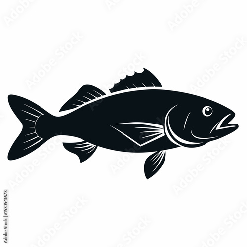 Simple Cod Silhouette Vector Illustration on White Background for Seafood Design or Marine Life Projects and Culinary Themes