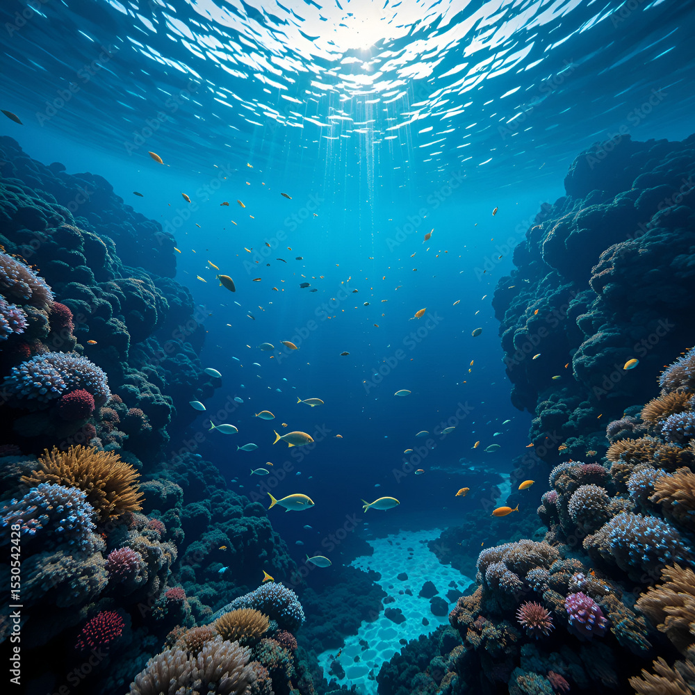 Fototapeta premium coral reef and diver diversity 